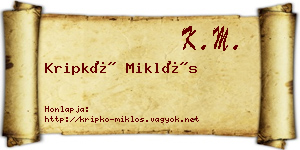 Kripkó Miklós névjegykártya